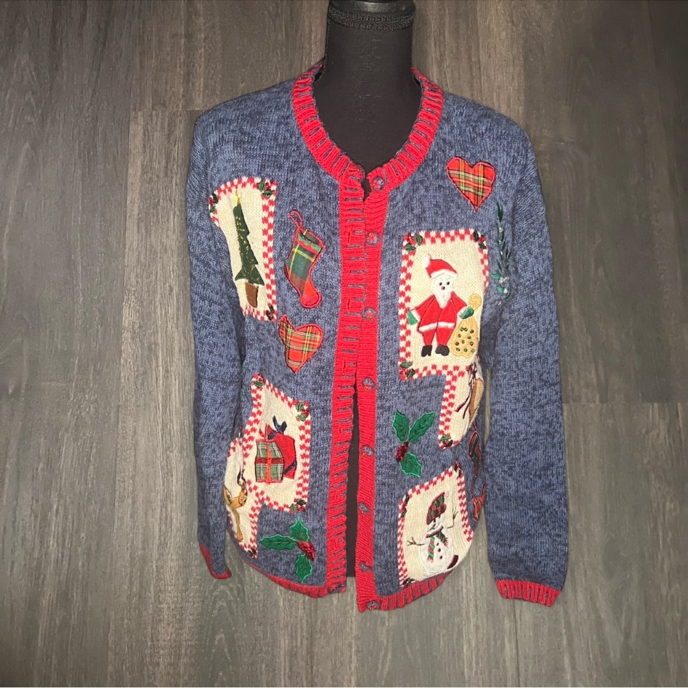 Carly St. Claire Christmas Cardigan Sweater Size Small Holiday Ugly Sweater‎